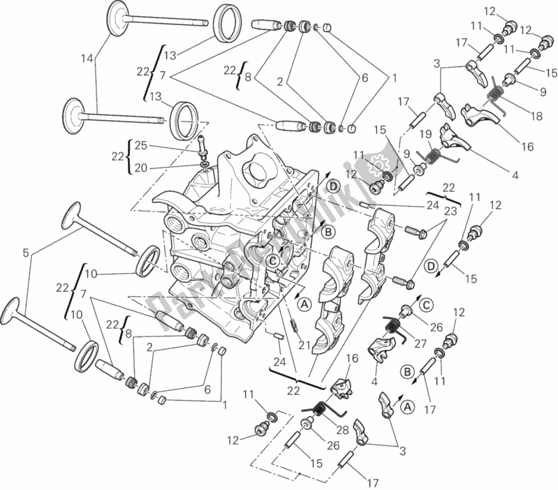 Toutes les pièces pour le Culasse Horizontale du Ducati Diavel Carbon FL USA 1200 2015